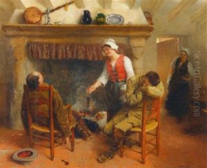 Scene De Taverne by Alphonse Gaudefroy