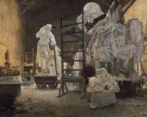 The Studio Of Jules Dalou by Alphonse Gaudefroy