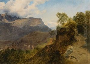 A Mountain Town by Friedrich Gauermann
