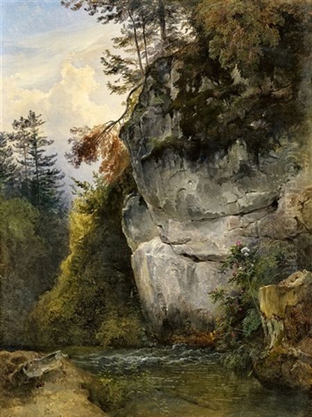 Felsblock An Einem Bach - view 1