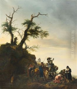 Rast Auf Dem Ruckweg Von Der Jagd by Friedrich Gauermann