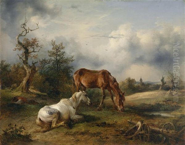 Ein Schimmel Und Ein Fuchs Auf Der Weide - view 1