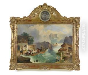 Alpenlandische Szene (biedermeier Bilderuhr Mit Musikspielwerk)