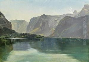 Hallstatter See Mit Kettenstein by Friedrich Gauermann