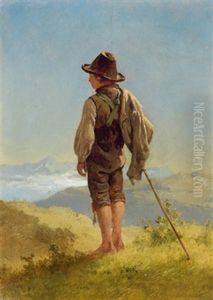 Hirterbub, Gauermann by Friedrich Gauermann