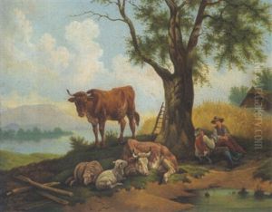 Das Landmanns Mittagsruhe by Friedrich Gauermann