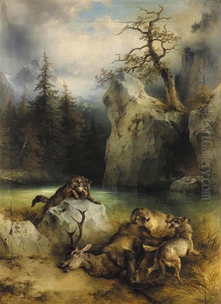 Rehbock Von Wolfen Uberfallen (wolves Preying On A Stag) - view 1