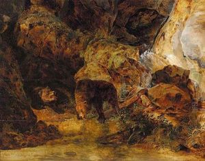 Zwei Baren An Einer Quelle (two Bears By A Spring)