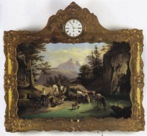 Erlegter Hirsch Wird Aufgeladen - Im Hintergrund Der Watzmann by Friedrich Gauermann