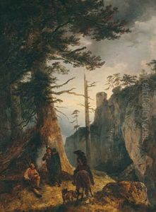 Jager Vor Einer Kohlerhutte