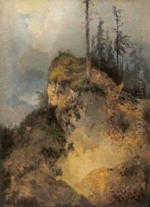 Felsen Bei Modling by Friedrich Gauermann
