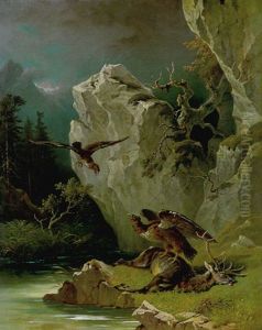 Verendeter Hirsch Mit Steinadlern