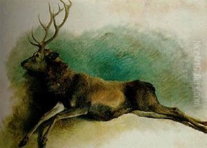 Erlegter Hirsch by Friedrich Gauermann