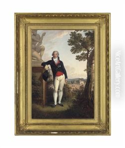 Portrait Of Lourenco Jose Xavier De Lima, 1st Count Of Mafra (1767?-1839), Small Full-length, In A Red Waistcoat And Navy Coat, Wearing The Decorations Of The Order Of Aviz, Leaning Against A Pedestal With A Sculpture Of The Crouching Venus, In The Campag