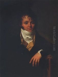 Portrait Of A Gentleman In A Dark Blue Coat, A Yellow Waistcoat With A White Cravat by Louis Gauffier