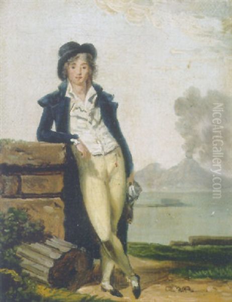 Portrait Of A Young Man With Mount Vesuvius Beyond - view 1
