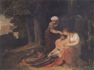 Erminia And Valfrino Tending The Wounded Tancred by Louis Gauffier