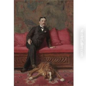 Portrait Of A Man And Dog by Ignaz Marcel Gaugengigl