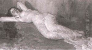 Liegender Frauenakt by Hans Gaukel