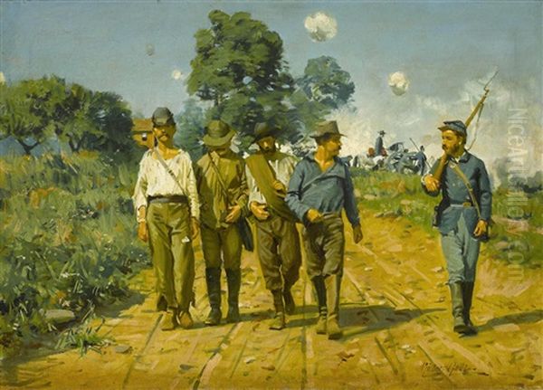 Soldiers Marching On Rutted Lane - view 1