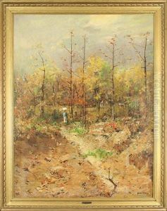 Southern Landscape With Figure And Cabin by Gilbert Gaul