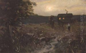 Tennessee Evening - Cabin With Figures