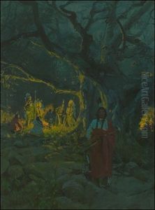 Indians In Firelight
