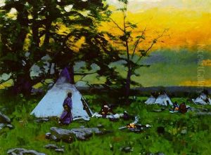 Indian Encampment, Montana by Gilbert Gaul