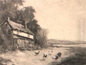 Lakeside Cottage With Chickens In The Grass