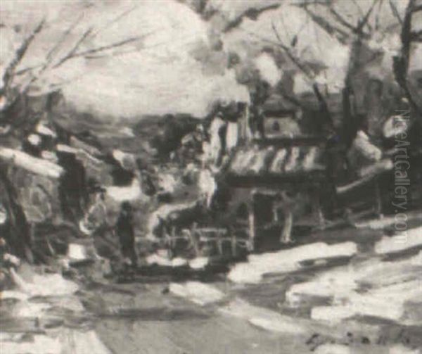 Figures Leaving The Village - view 1