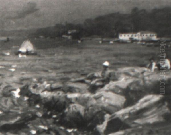 Watching The Boats From The Rocks - view 1