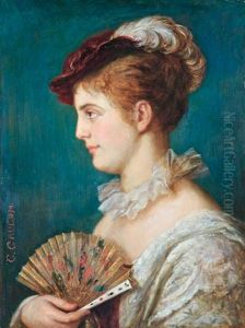 Dama Legyezovel by Gustave Gaul