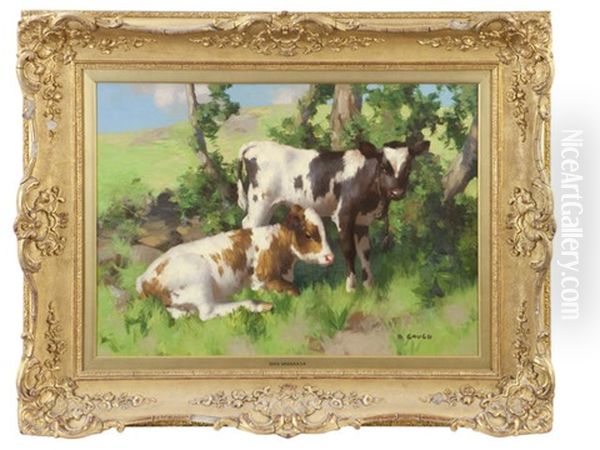 Two Calves In Shade - view 1