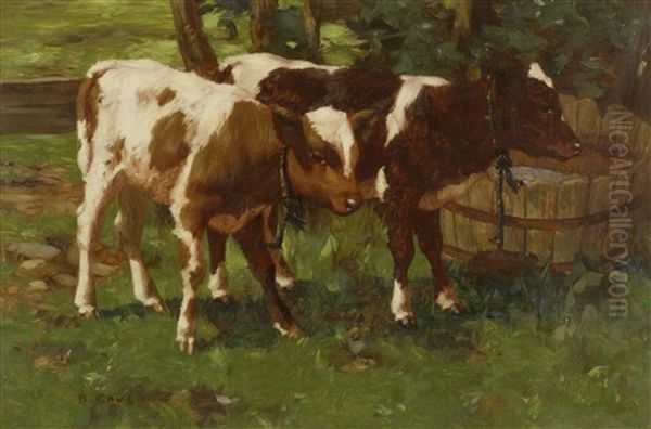 Two Calves Watering - view 1
