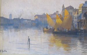 Barques A Voiles A Venise by Fernand Gaulis