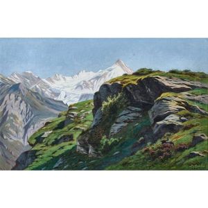 Sommerliche Felslandschaft Mit Bietschhorn by Louis Daniel Edouard Gaulis
