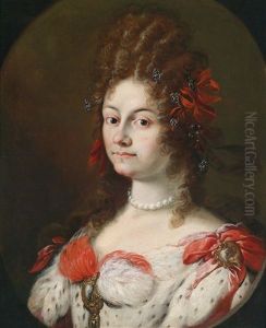 Portrat Einer Dame Im Roten Gewand by Giovanni Battista Gaulli