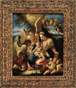 Madonna Mit Jesuskind Umgeben Von Engeln by Giovanni Battista Gaulli