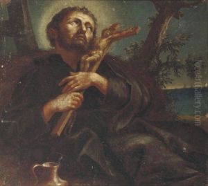 A Saint Holding A Crucifix