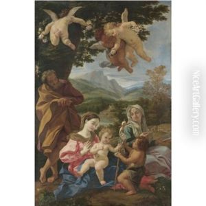 Sacra Famiglia Con San Giovannino E Sant'anna by Giovanni Battista Gaulli