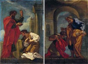Saint Paul Baptising A Young Maiden by Giovanni Battista Gaulli
