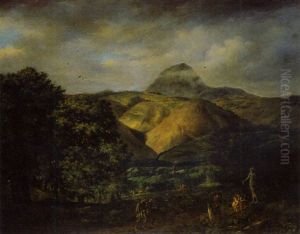 Paysage Avec Personnage Devant Une Statue De Mercure