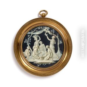 Allegorie De L'automne : Nymphes Et Putti Recoltant Du Raisin