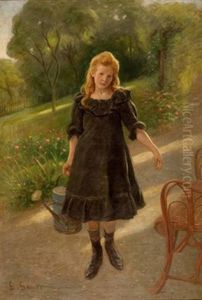 Madchen Mit Gieskanne by Gustav Adolf Gaupp