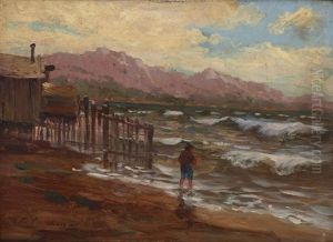 Pecheur Au Bord D'une Plage by Adolphe-Louis Gaussen
