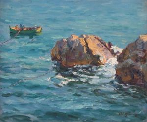 Bord De Cote Anime by Adolphe-Louis Gaussen