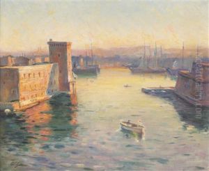 L"entree Du Port De Marseille by Adolphe-Louis Gaussen