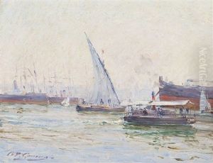 Le Port De Marseille Et Le Ferry Boat by Adolphe-Louis Gaussen