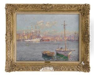 Escena De Puerto by Adolphe-Louis Gaussen