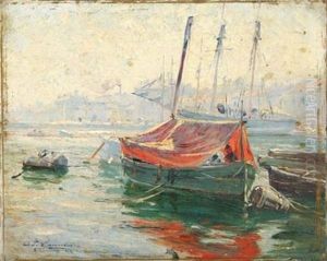 Coin De Port Dans Le Midi by Adolphe-Louis Gaussen